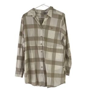Mountain Hardwear Women's Size Medium Cream Plaid Soft Button Up